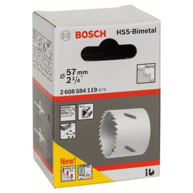 Bosch HSS bi metal holesaw for standard adapters 57 mm. 2 1 4′ 2608584119