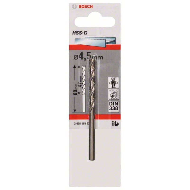 Bosch Metal drill bits HSS G. DIN 338 4.5 x 47 x 80 mm 2608585920