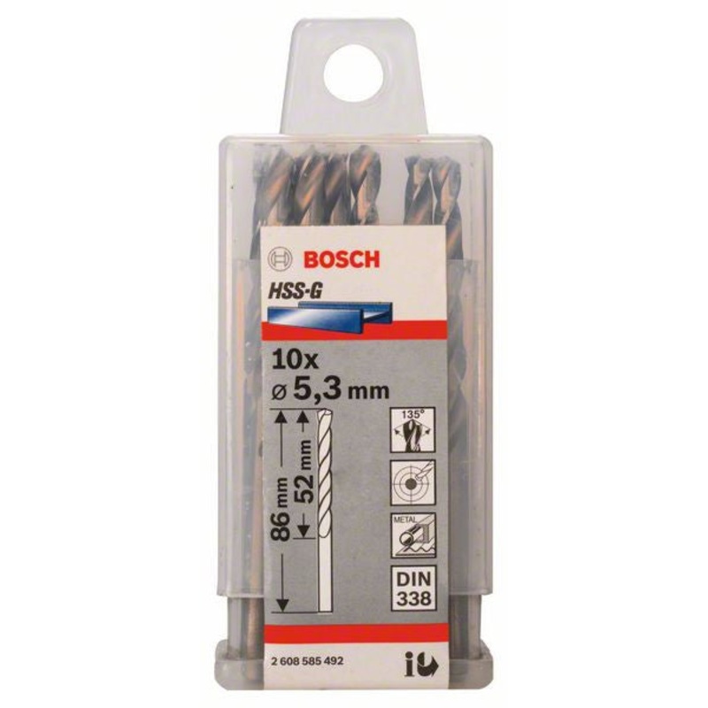Bosch Metal drill bits HSS G. DIN 338 5.3 x 52 x 86 mm 2608585492