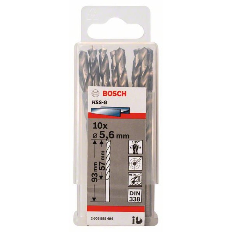 Bosch Metal drill bits HSS G. DIN 338 5.6 x 57 x 93 mm 2608585494