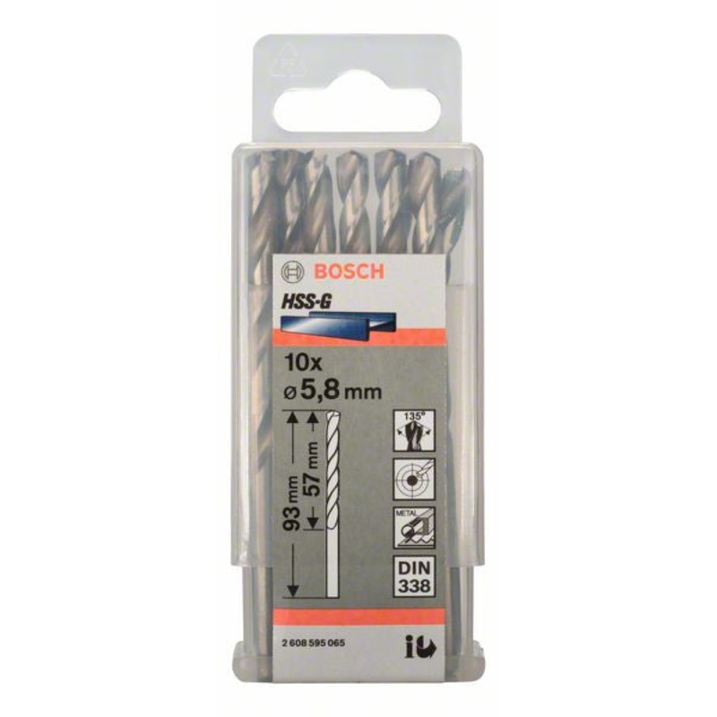 Bosch Metal drill bits HSS G. DIN 338 5.8 x 57 x 83 mm 2608595065