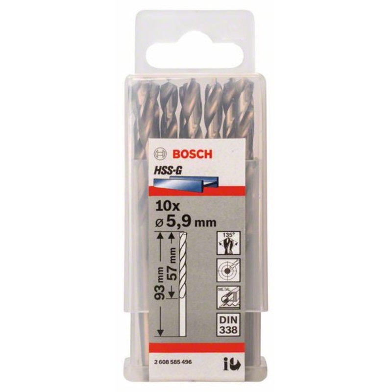 Bosch Metal drill bits HSS G. DIN 338 5.9 x 57 x 93 mm 2608585496