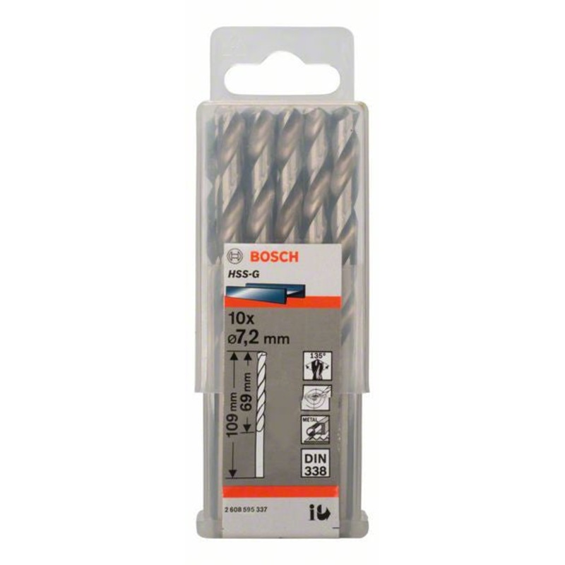 Bosch Metal drill bits HSS G. DIN 338 7.2 x 109 x 69 mm 2608595337
