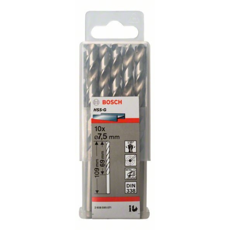 Bosch Metal drill bits HSS G. DIN 338 7.5 x 69 x 109 mm 2608595071