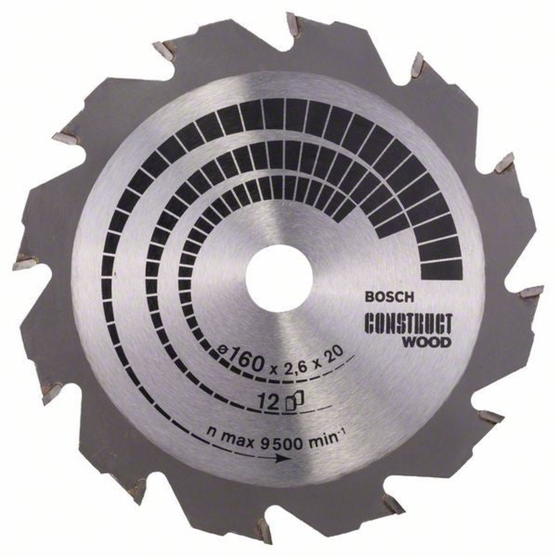 Bosch Construct Wood circular saw blade 160 x 20 16 x 2.6 mm. 12 2608640630