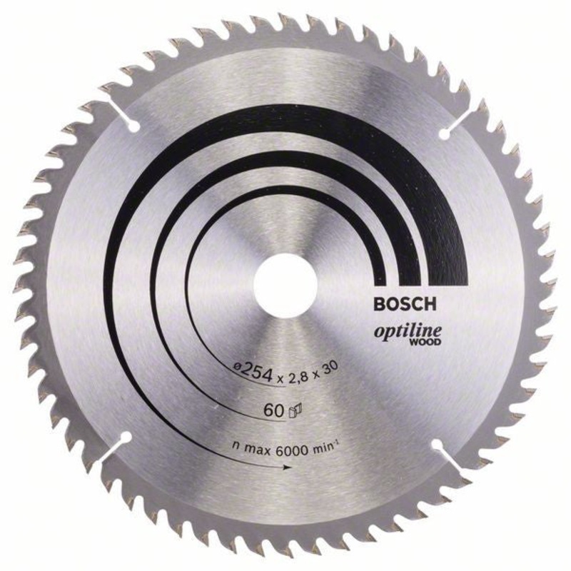 Bosch Optiline Wood circular saw blade 254 x 30 x 2.8 mm. 60 2608640444