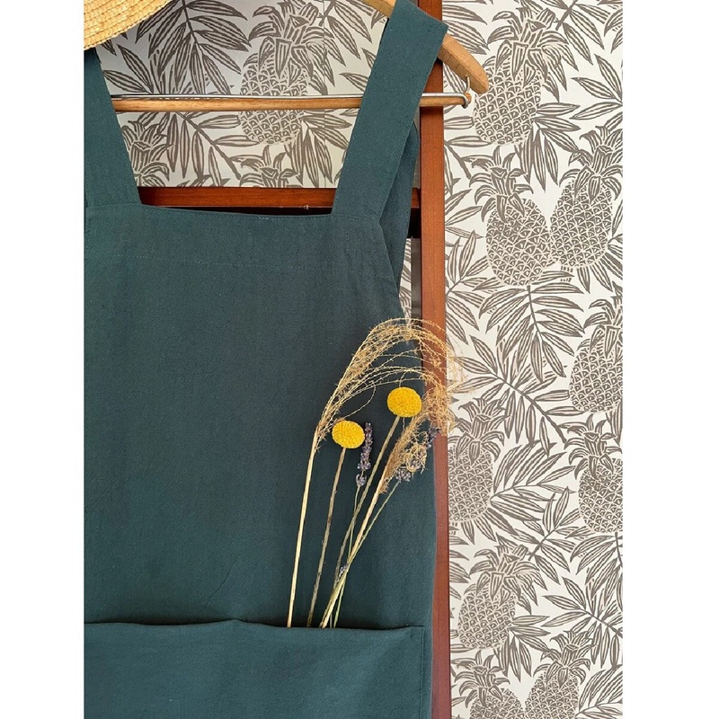 Cross-back Apron- Peacock Blue