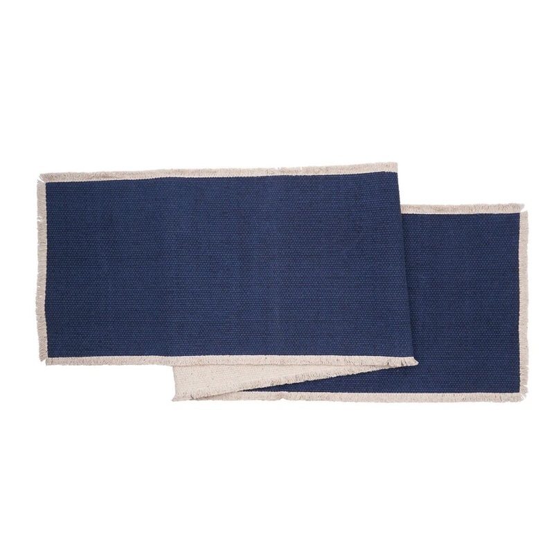 Fringed Vintage Indigo Table Runner