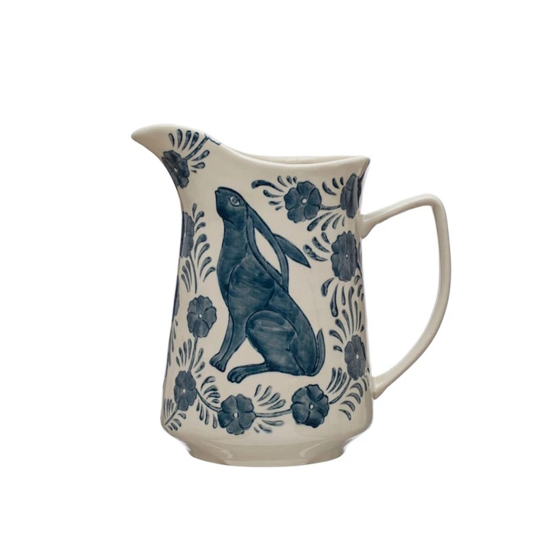 10.25 Pitcher w/ Rabbit & Flowers