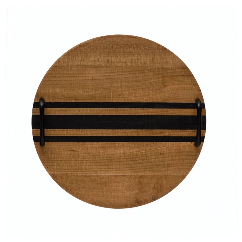 15×3 Wood Tray with Black Lines and Handles