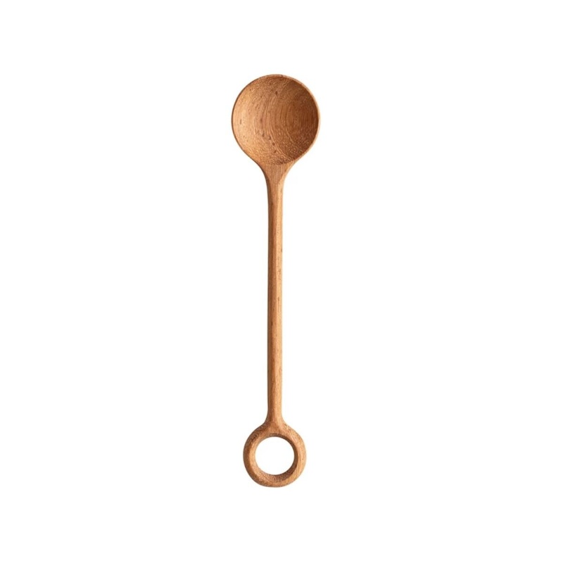 7-1/4 Carved Doussie Wood Spoon w/ Rounded Handle