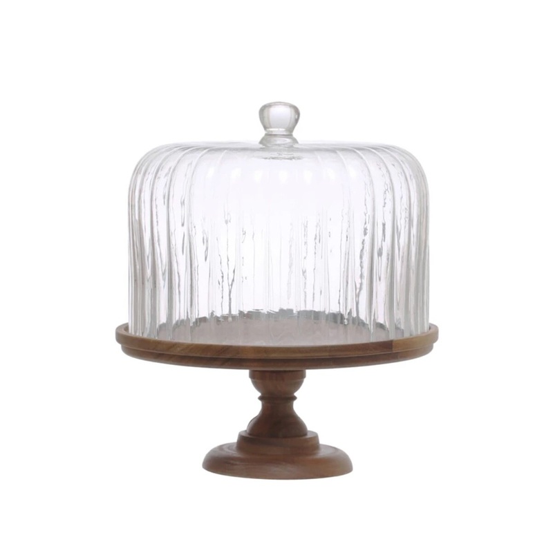 Cake Stand w/ Fluted Glass Cloche