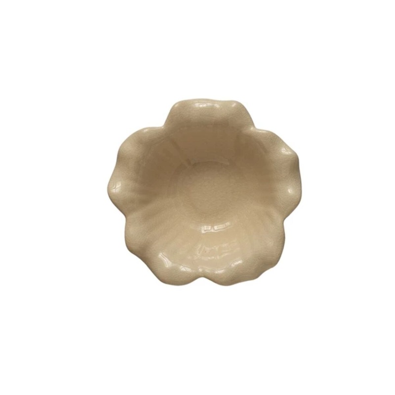 Debossed Stoneware Flower Bowl