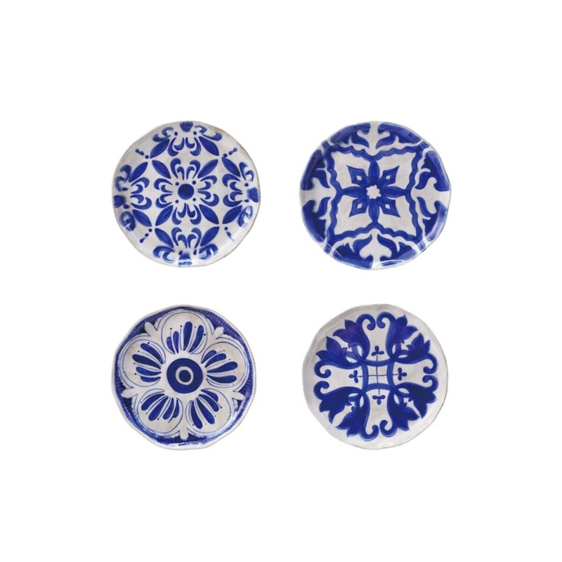 Hand-Painted Stoneware Plate with Pattern