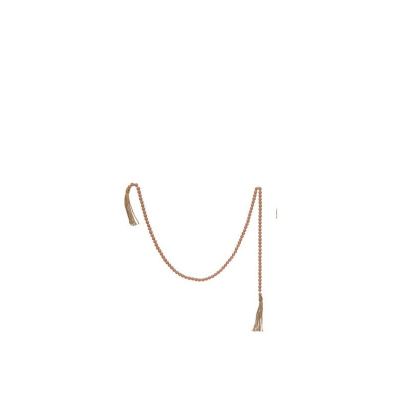 Paulownia Wood Bead with Jute Tassels