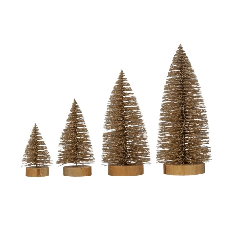 Plastic Bottle Brush Trees (set of 4)