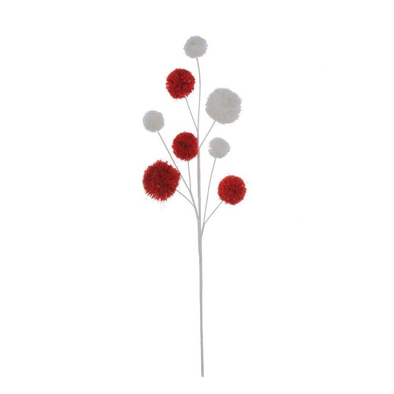 Red/White Large Pom Pom Spray