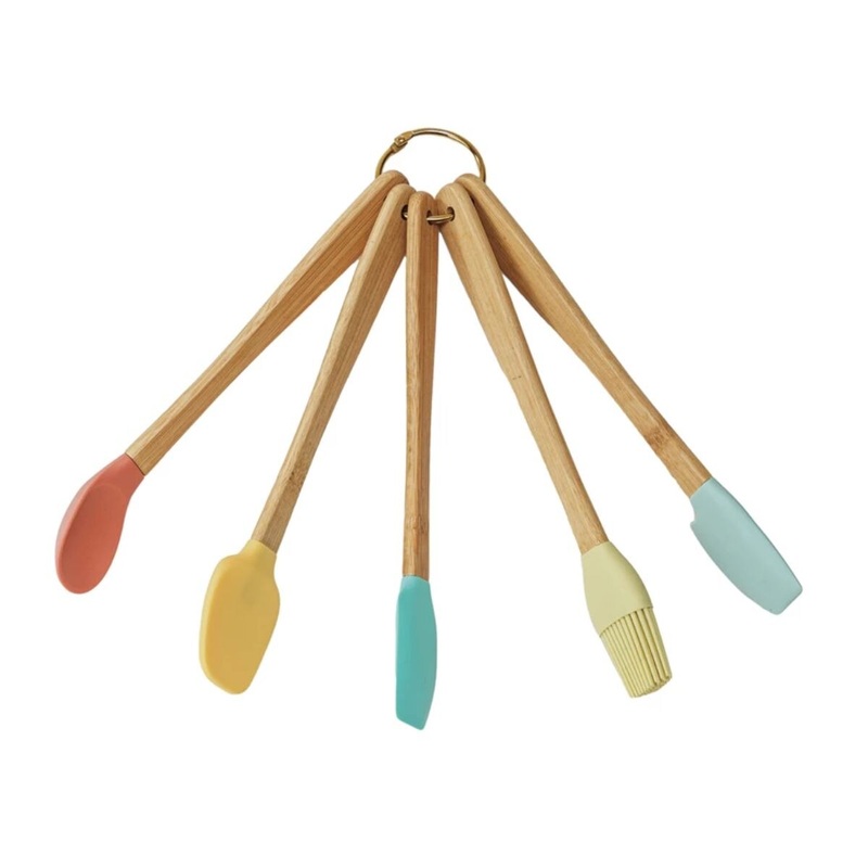Silicone & Beech Wood Mini Kitchen Utensils Brights