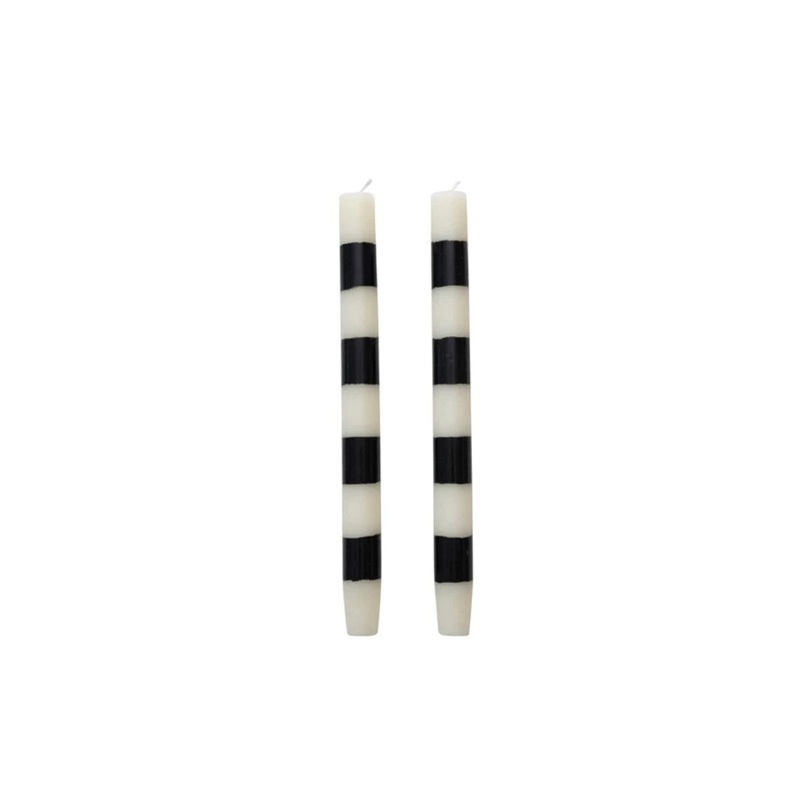 Unscented Taper candles w/Stripes in box- Set of 2
