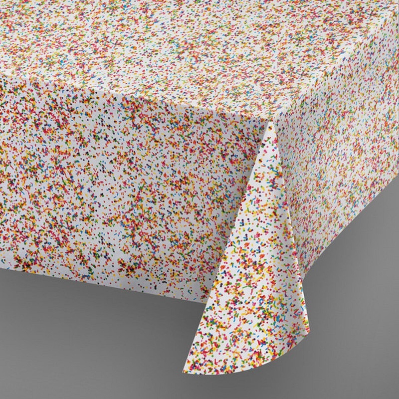 54 x 102 Confetti Sprinkles Plastic Tablecloth