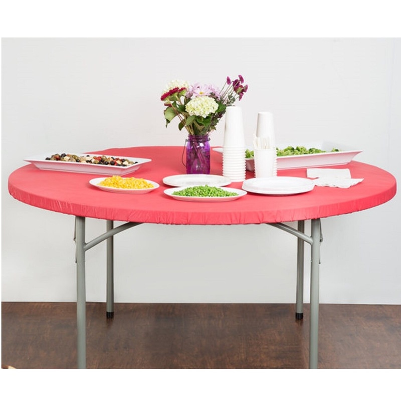60 Stay Put Real Red Round Plastic Table Cover