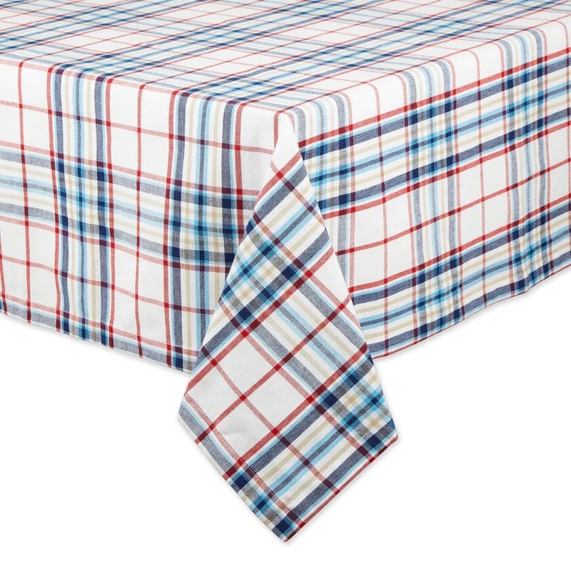 Cloth Table Cover Lighthouse Plaid 52×52