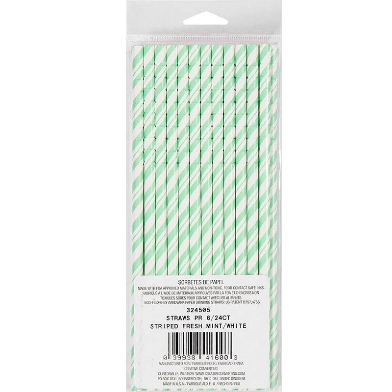 Fresh Mint / White Stripe Jumbo Paper Straw