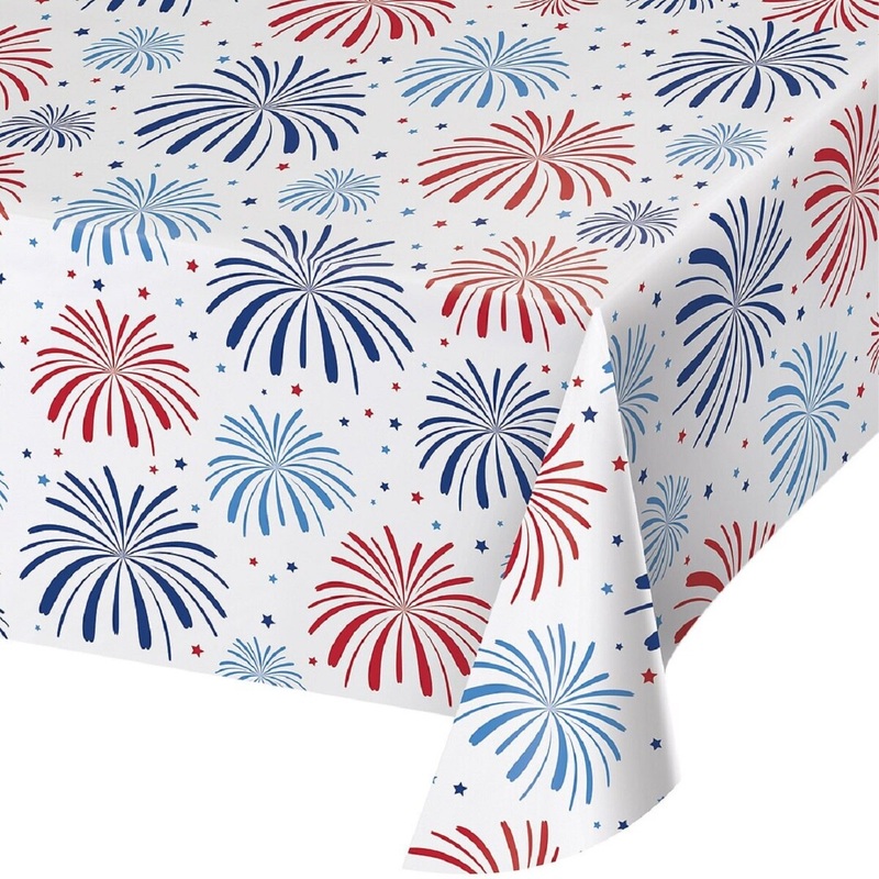 Patriotic Patterns Plastic Table Cover