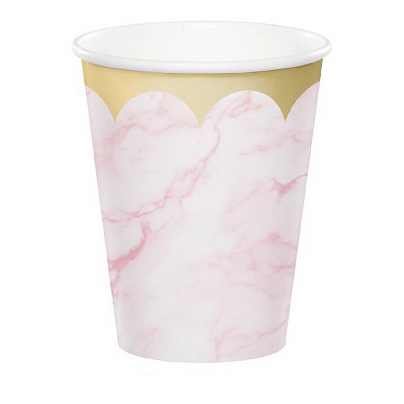 Pink Marble Paper Cups