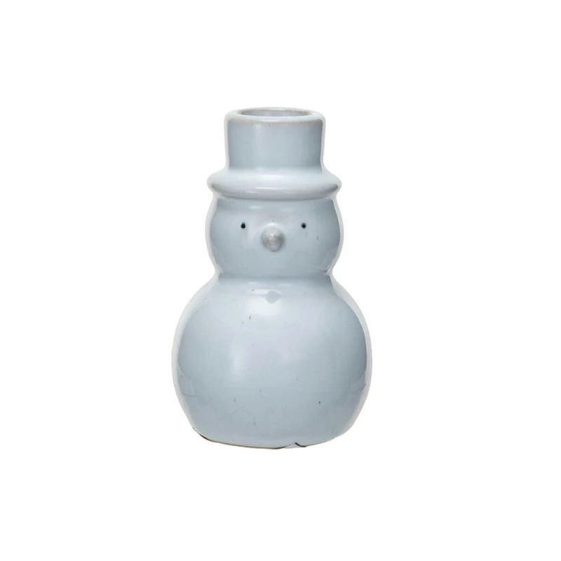 Stoneware Snowman Shaped Taper Holder