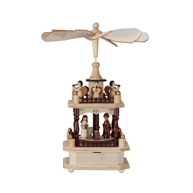 Wood Christmas Pyramid w/ Angels & Music