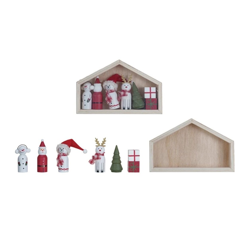 Wood Holiday Icons in House