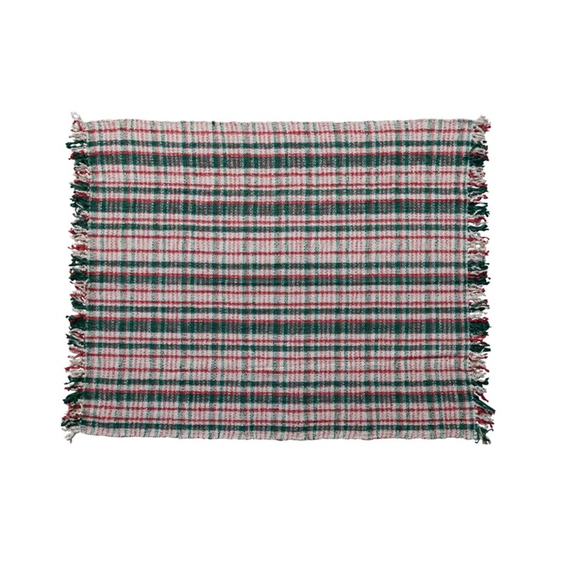 Woven Cotton Blend Throw w/ Fringe