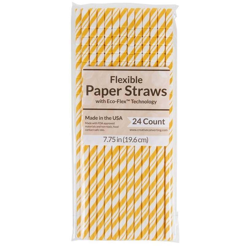 Yellow/White Striped Paper Straws
