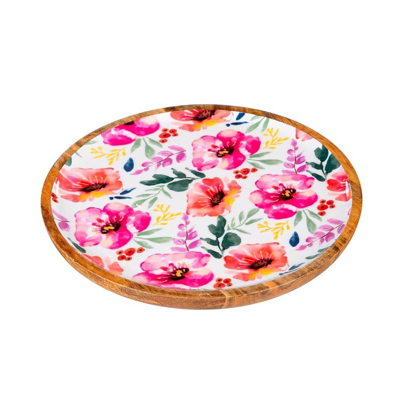 13.75 Pastels of Nature Round Wood Platter
