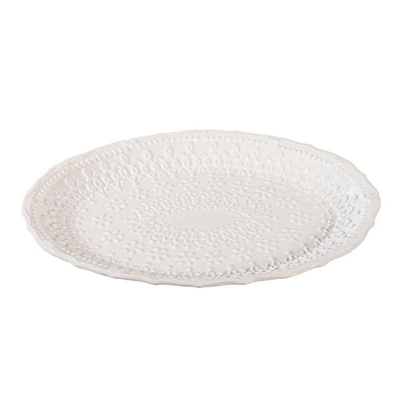 14L x 9W Platter Embossed Ceramic Serving Platter