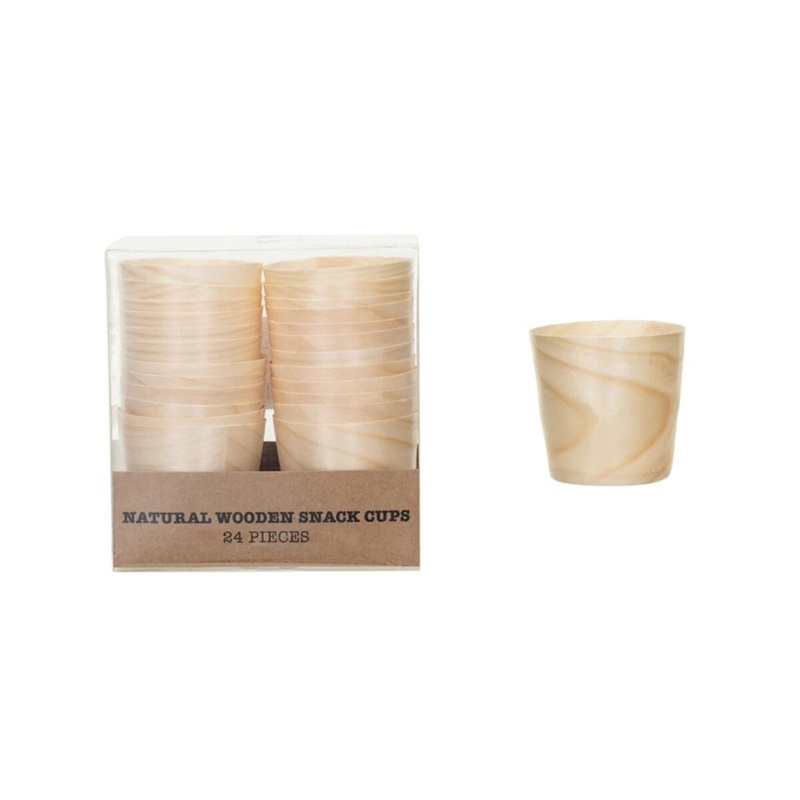 4 oz. Wood Single Use Snack Cups 24pk