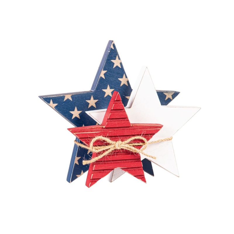7 Wooden Patriotic Star Tabletop Decor