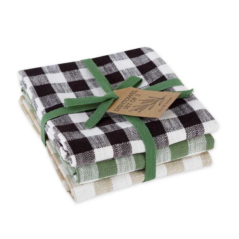 Green House Checks Heavyweight Dish towel set of 3