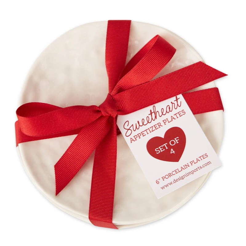 Red Heart Plate Set of 4