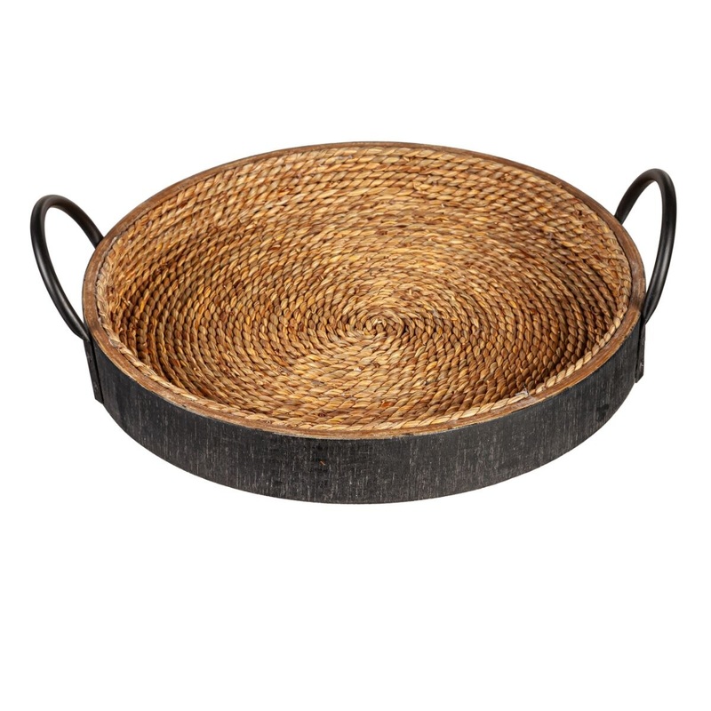 Round Woven Tray with Handle- Large
