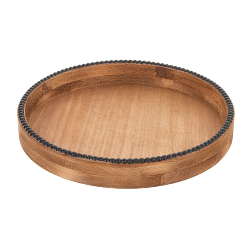 Black Beaded Edge Round Tray – Large