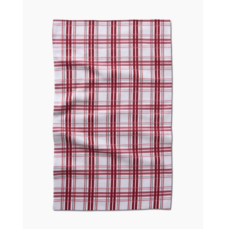 Candy Cane Plaid Tea Towel