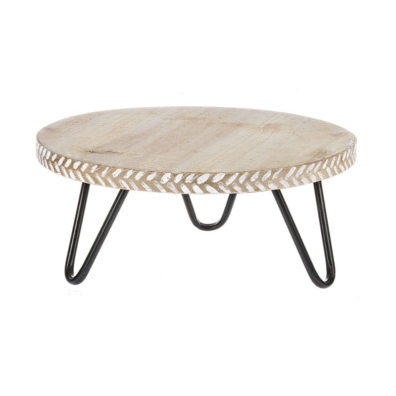 Carved Geo Mini Plant Stand- Large