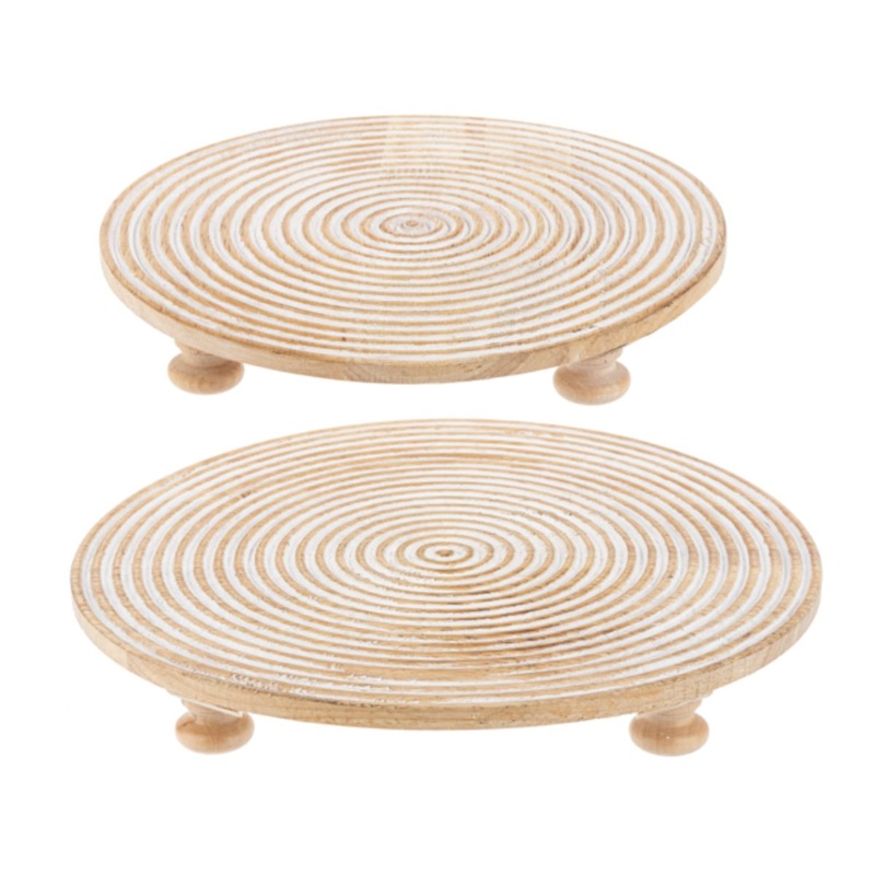 Round Embossed Lines Tray with Feet