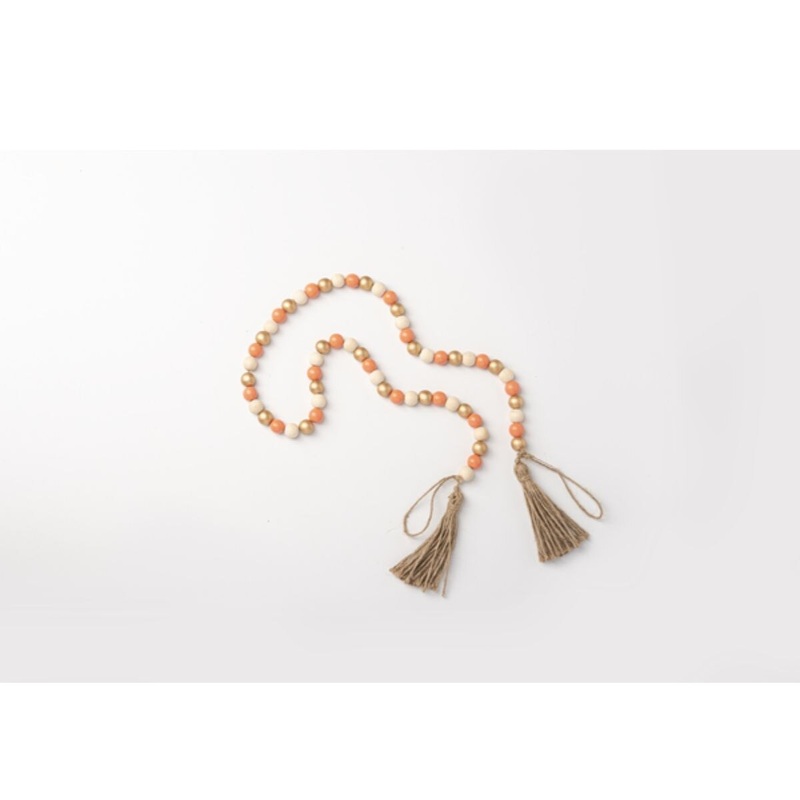 Wood Beaded Garland with Tassel