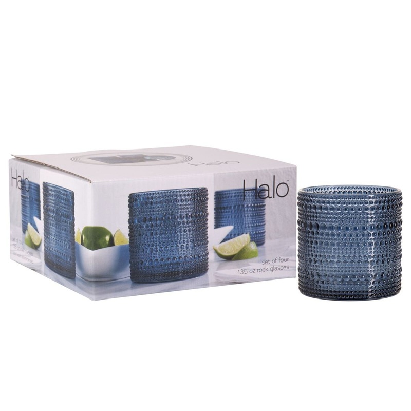 13oz Cobalt Halo Glass Set of 4