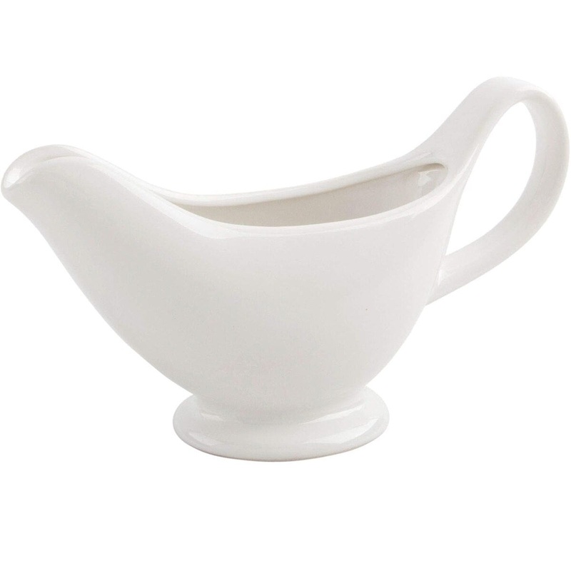 White Embossed Gravy Boat