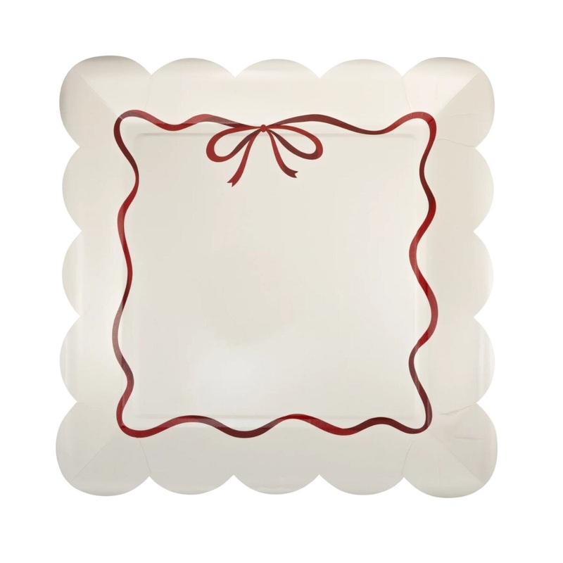 10 Red Bow Border Plate