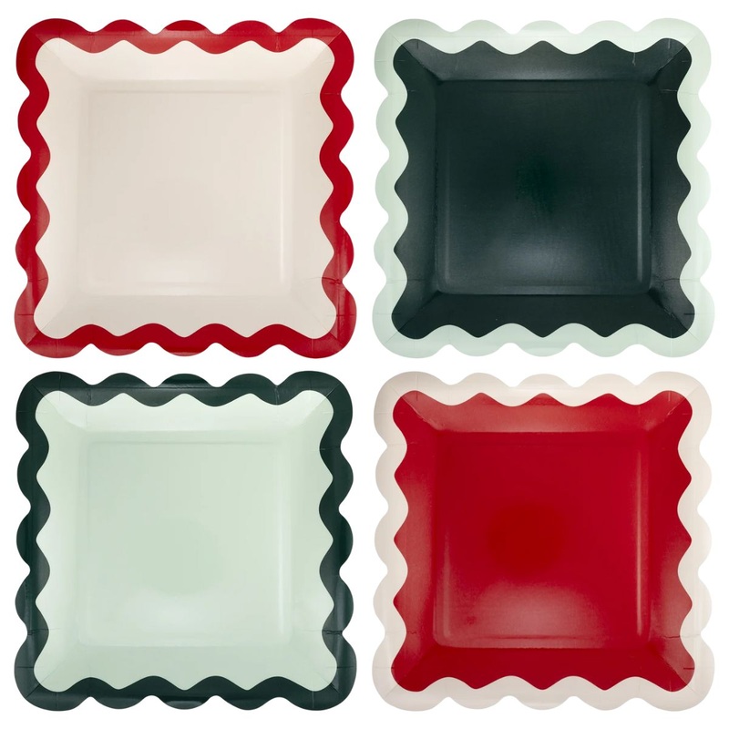 9 Red & Pink  Green & Mint Ric Rac Plate